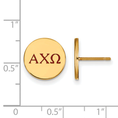 Gold Plated Sterling Silver Logoart Alpha Chi Omega Sorority Greek Letters Color Enamel Post Earrings