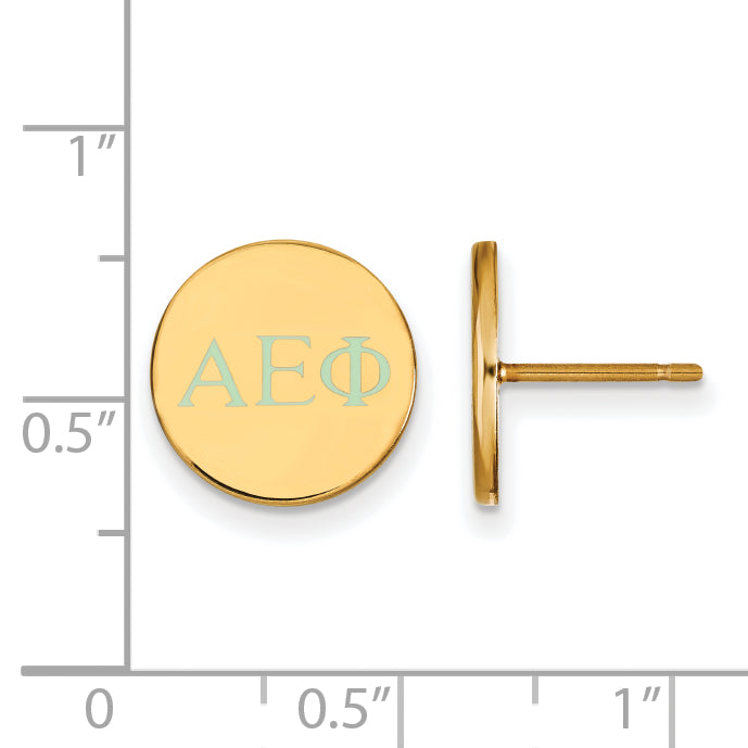 Gold Plated Sterling Silver Logoart Alpha Epsilon Phi Sorority Greek Letters Color Enamel Post Earrings