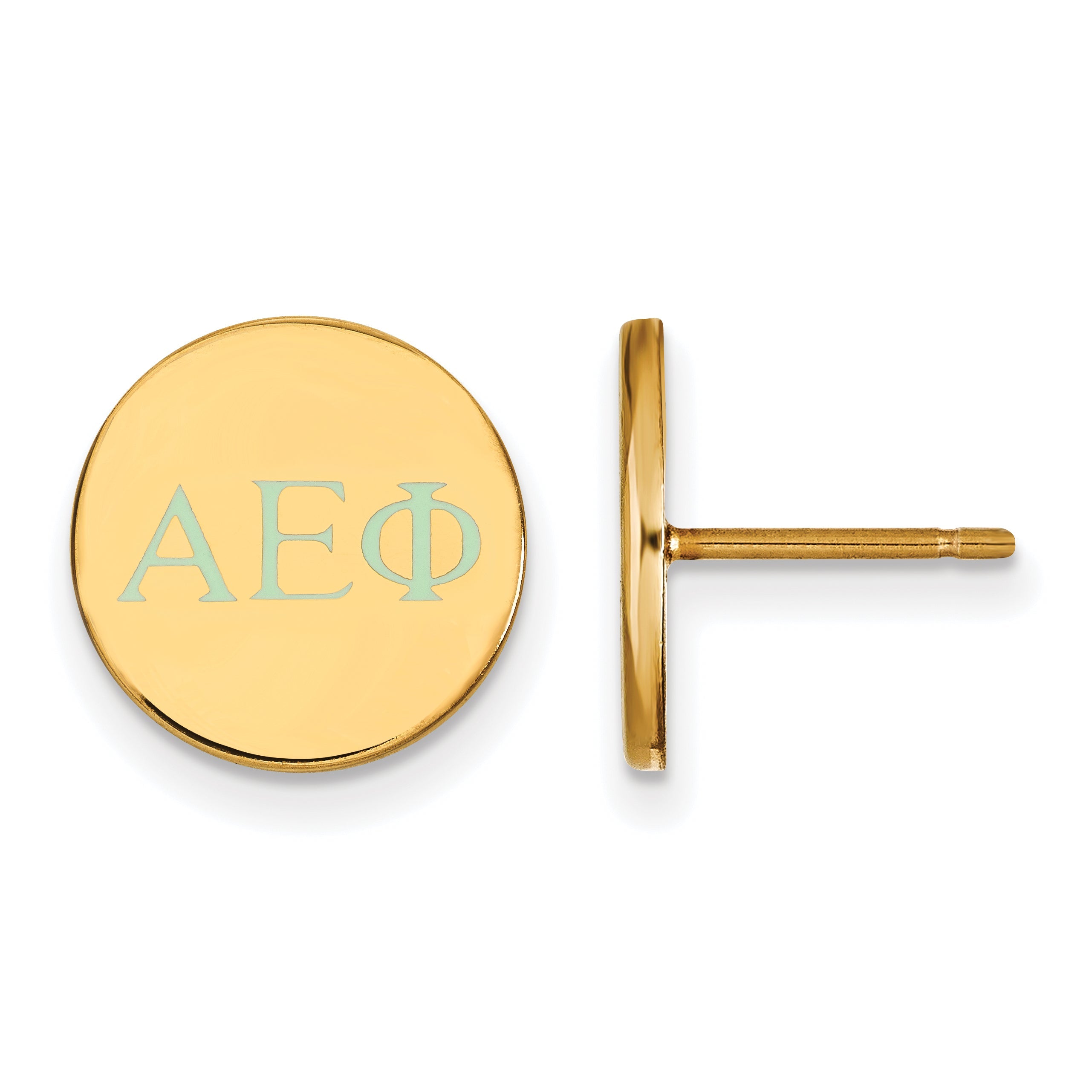 Gold Plated Sterling Silver Logoart Alpha Epsilon Phi Sorority Greek Letters Color Enamel Post Earrings