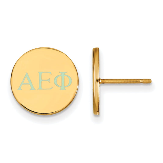 Gold Plated Sterling Silver Logoart Alpha Epsilon Phi Sorority Greek Letters Color Enamel Post Earrings