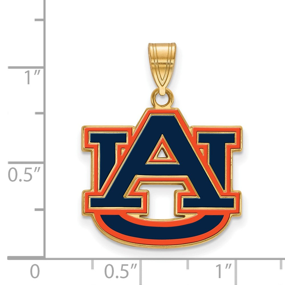 Gold Plated Sterling Silver Logoart Auburn University A U Large Enameled Pendant