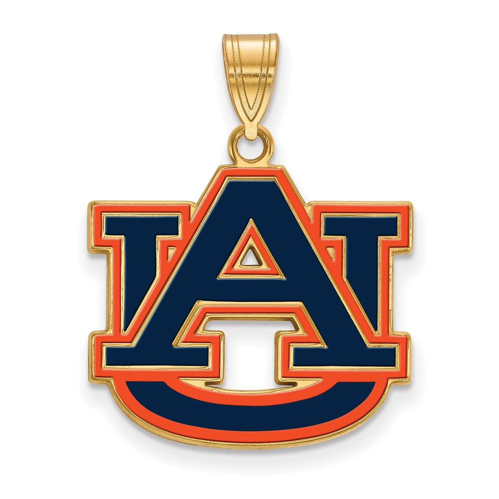 Gold Plated Sterling Silver Logoart Auburn University A U Large Enameled Pendant