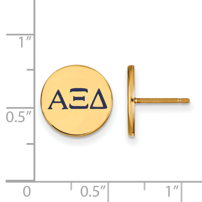 Gold Plated Sterling Silver Logoart Alpha Xi Delta Sorority Greek Letters Color Enamel Post Earrings