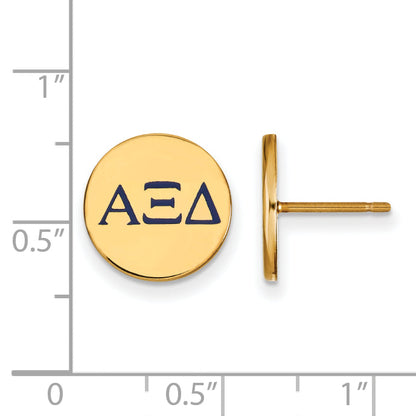 Gold Plated Sterling Silver Logoart Alpha Xi Delta Sorority Greek Letters Color Enamel Post Earrings