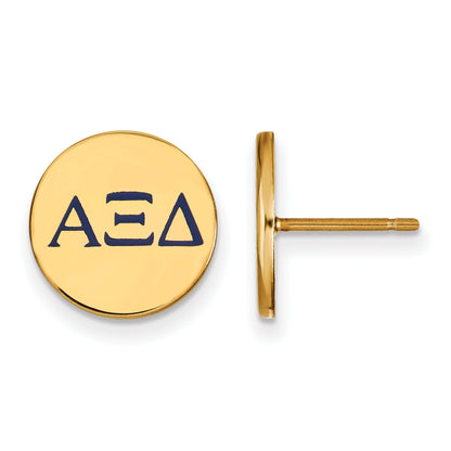 Gold Plated Sterling Silver Logoart Alpha Xi Delta Sorority Greek Letters Color Enamel Post Earrings