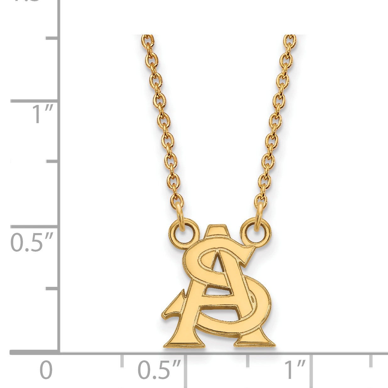 Gold Plated Sterling Silver Logoart Arizona State University Small Pendant 18 Inch Necklace