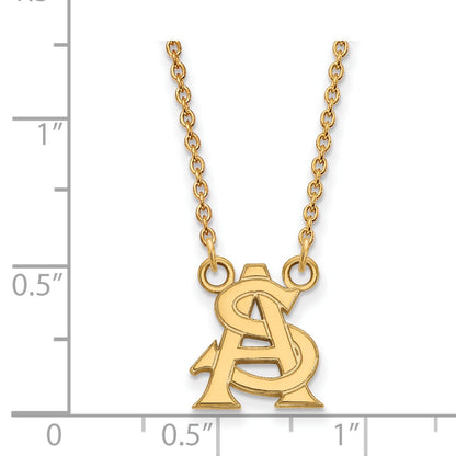 14K Yellow Gold Logoart Arizona State University A S Small Pendant 18 Inch Necklace