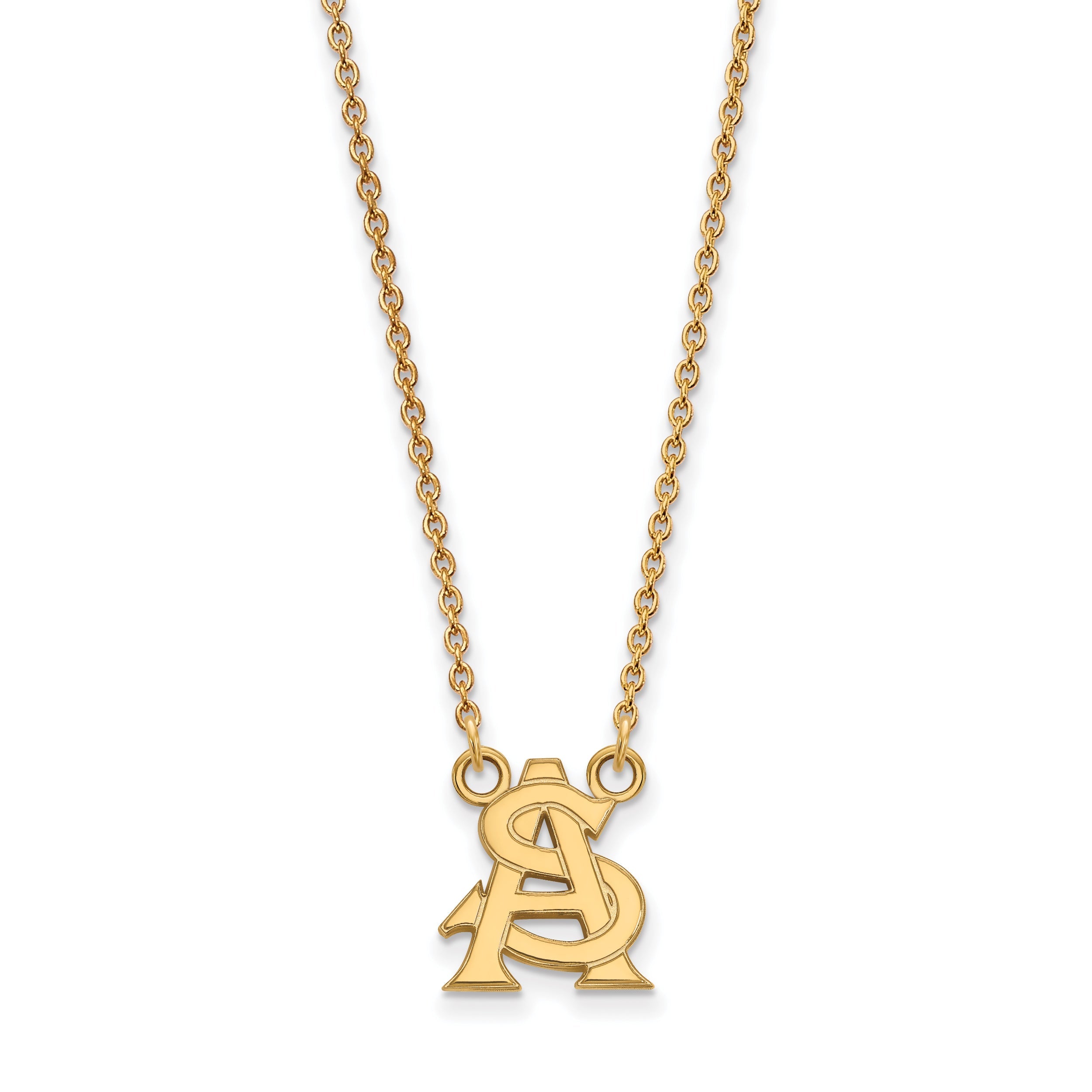 Gold Plated Sterling Silver Logoart Arizona State University Small Pendant 18 Inch Necklace