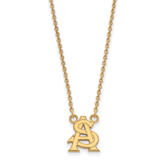 14K Yellow Gold Logoart Arizona State University A S Small Pendant 18 Inch Necklace