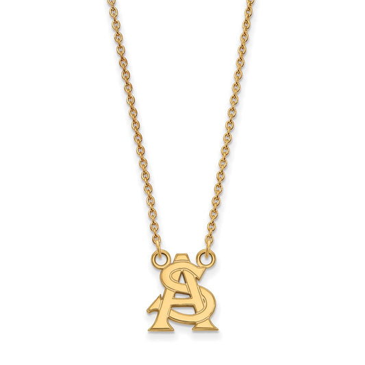 10K Yellow Gold Logoart Arizona State University A S Small Pendant 18 Inch Necklace