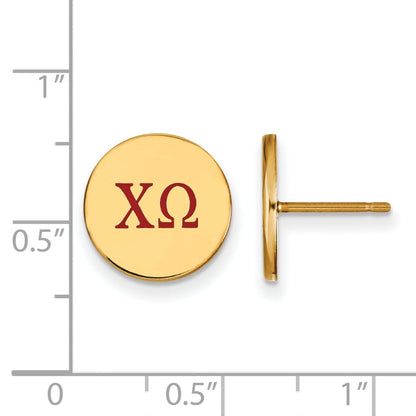 Gold Plated Sterling Silver Logoart Chi Omega Sorority Greek Letters Color Enamel Post Earrings