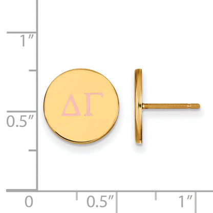 Gold Plated Sterling Silver Logoart Delta Gamma Sorority Greek Letters Color Enamel Post Earrings
