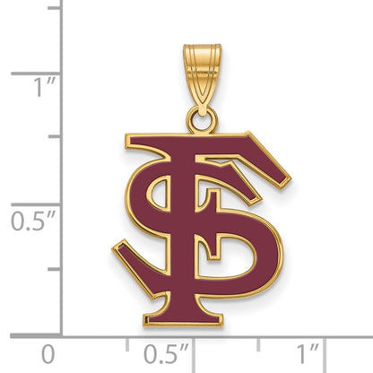 Gold Plated Sterling Silver Logoart Florida State University F S Large Enameled Pendant