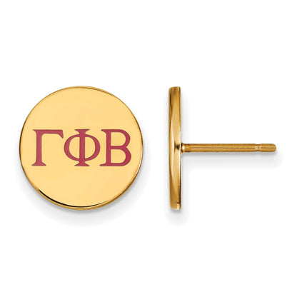 Gold Plated Sterling Silver Logoart Gamma Phi Beta Sorority Greek Letters Color Enamel Post Earrings