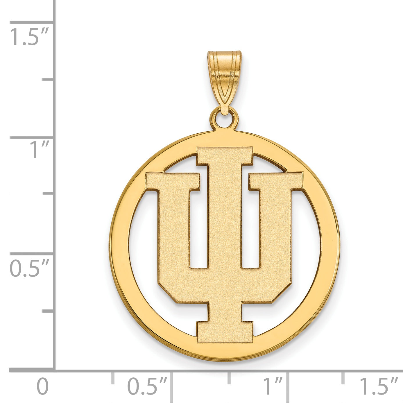 Gold Plated Sterling Silver Logoart Indiana University I U Extra Large Circle Pendant