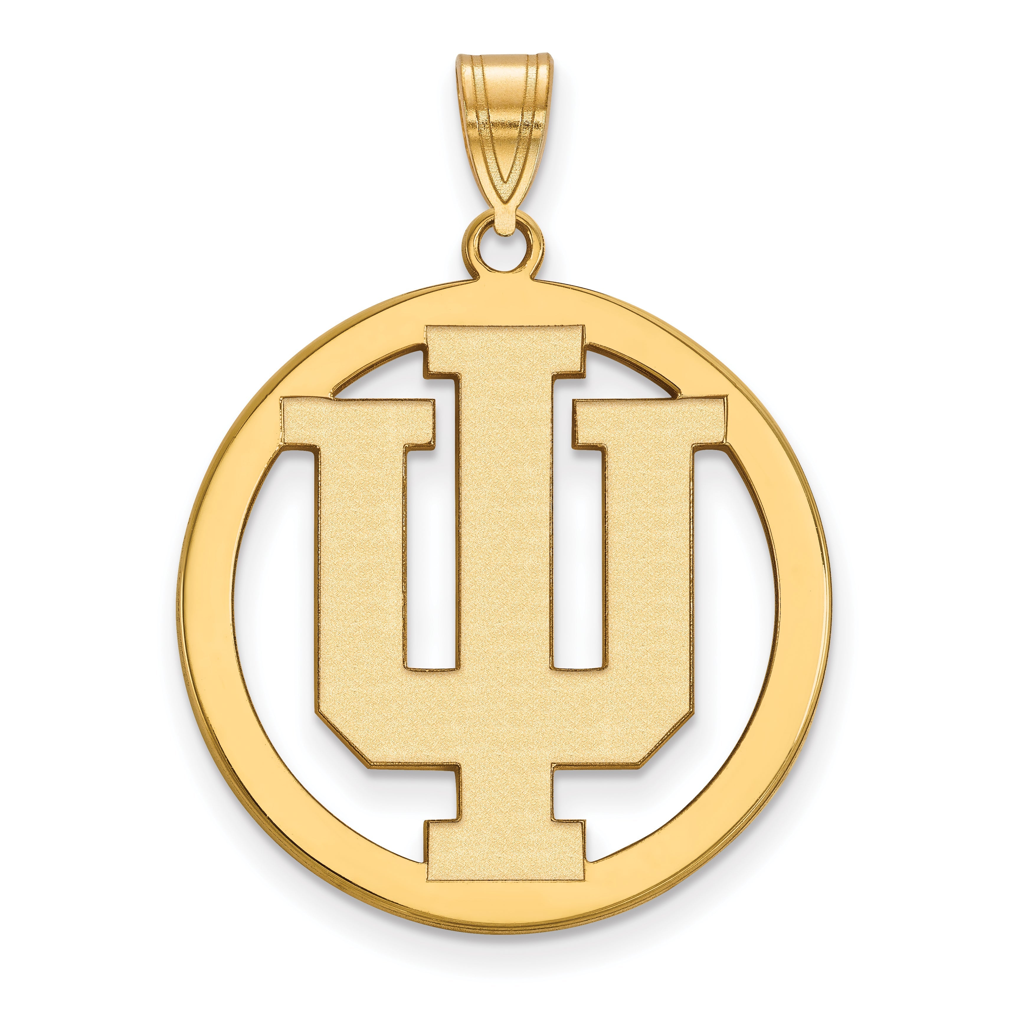 Gold Plated Sterling Silver Logoart Indiana University I U Extra Large Circle Pendant