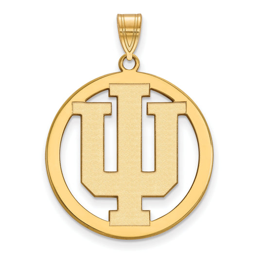 Gold Plated Sterling Silver Logoart Indiana University I U Extra Large Circle Pendant