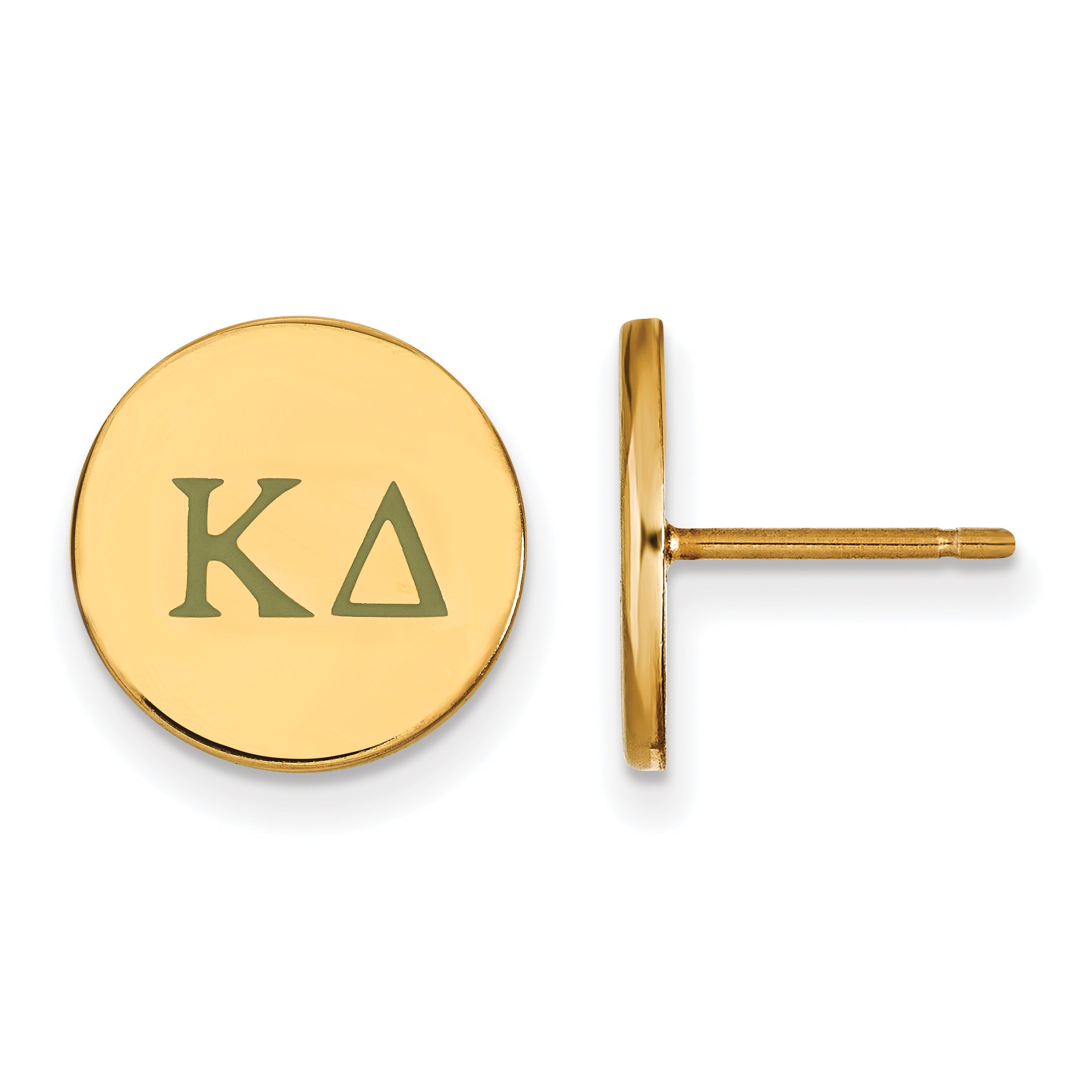 Gold Plated Sterling Silver Logoart Kappa Delta Sorority Greek Letters Color Enamel Post Earrings