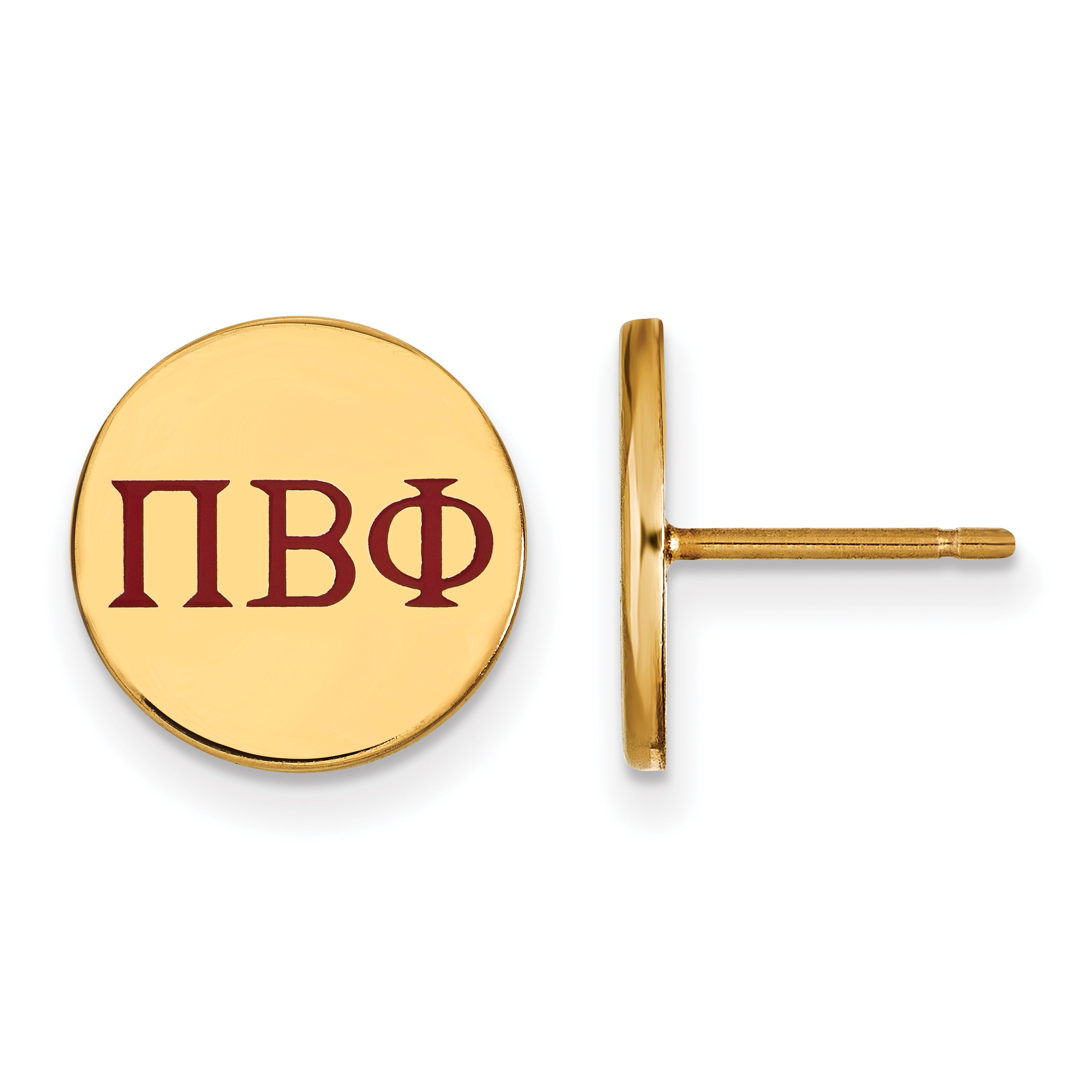 Gold Plated Sterling Silver Logoart Pi Beta Phi Sorority Greek Letters Color Enamel Post Earrings