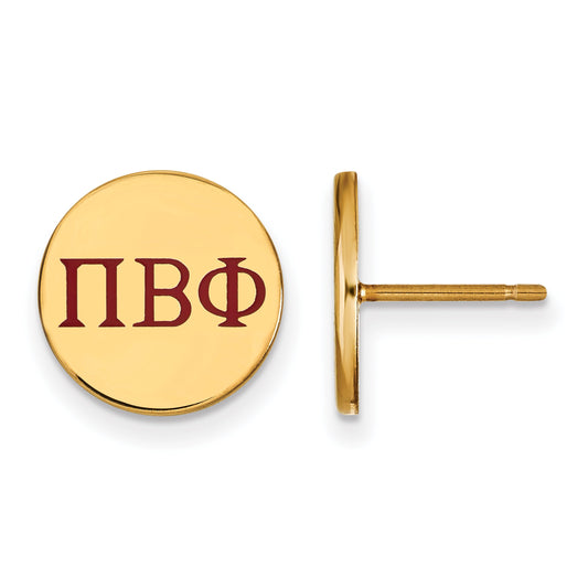 Gold Plated Sterling Silver Logoart Pi Beta Phi Sorority Greek Letters Color Enamel Post Earrings
