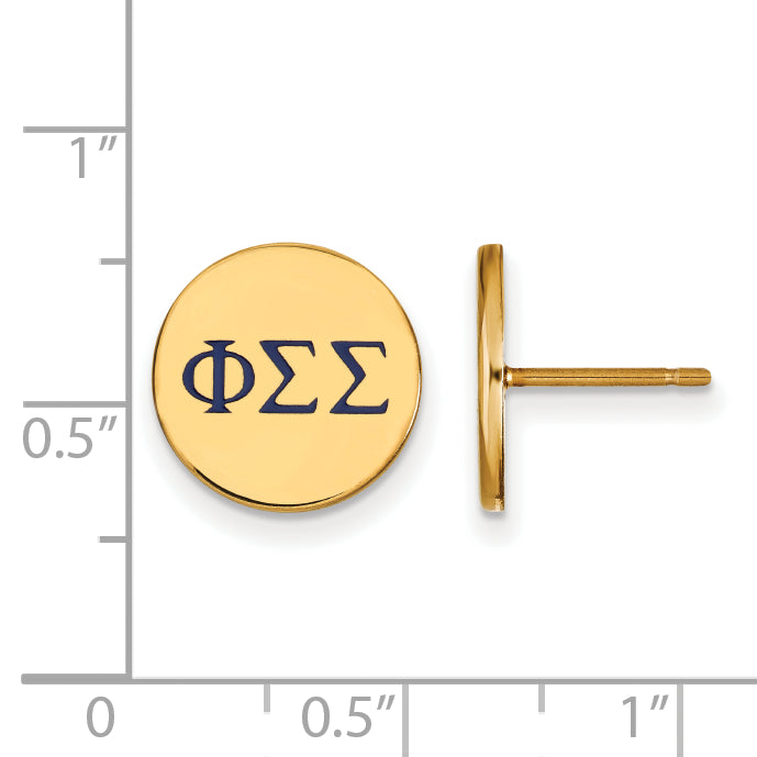 Gold Plated Sterling Silver Logoart Phi Sigma Sorority Greek Letters Color Enamel Post Earrings