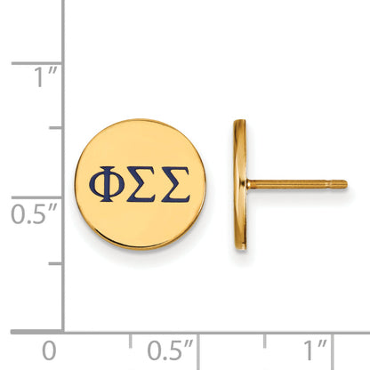 Gold Plated Sterling Silver Logoart Phi Sigma Sorority Greek Letters Color Enamel Post Earrings