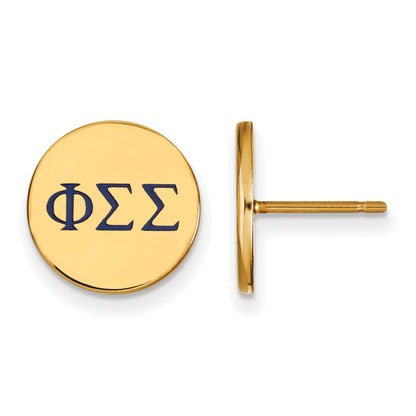 Gold Plated Sterling Silver Logoart Phi Sigma Sorority Greek Letters Color Enamel Post Earrings