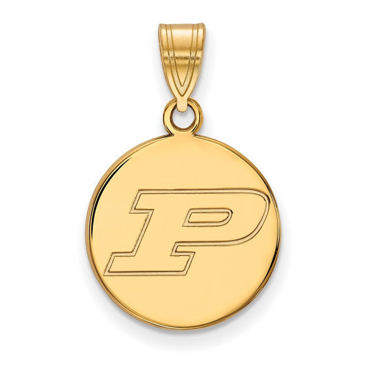 10K Yellow Gold Logoart Purdue University Letter P Medium Disc Pendant