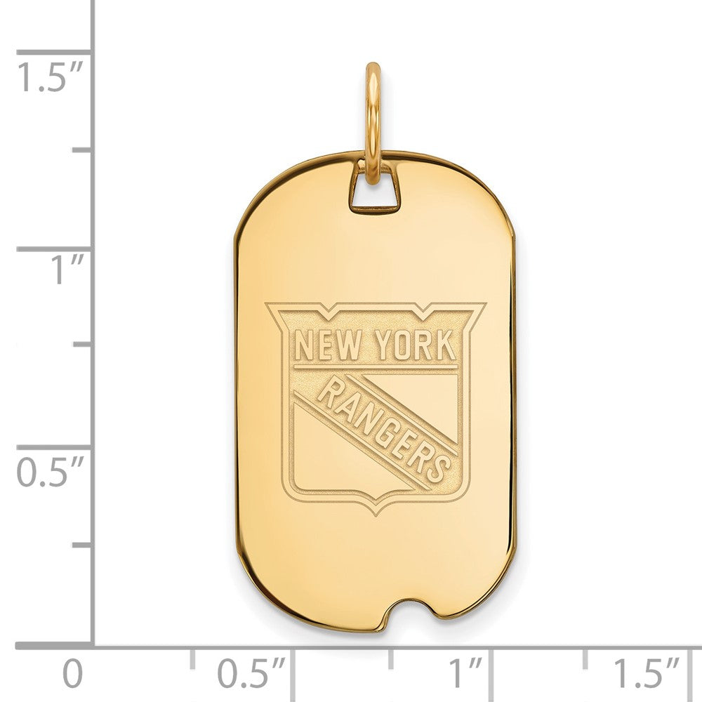 Gold Plated Sterling Silver Nhl Logoart New York Rangers Small Dog Tag Pendant