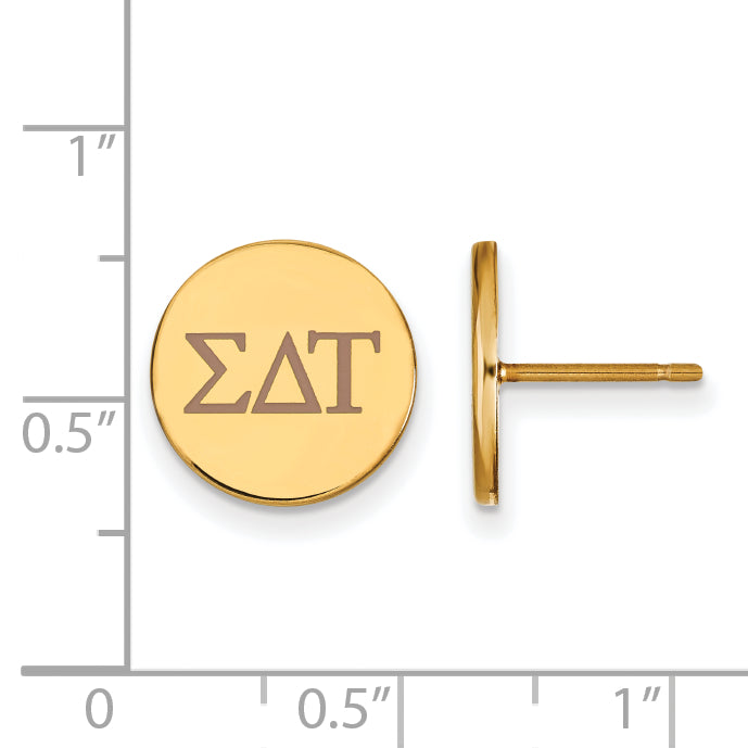 Gold Plated Sterling Silver Logoart Sigma Delta Tau Sorority Greek Letters Color Enamel Post Earrings