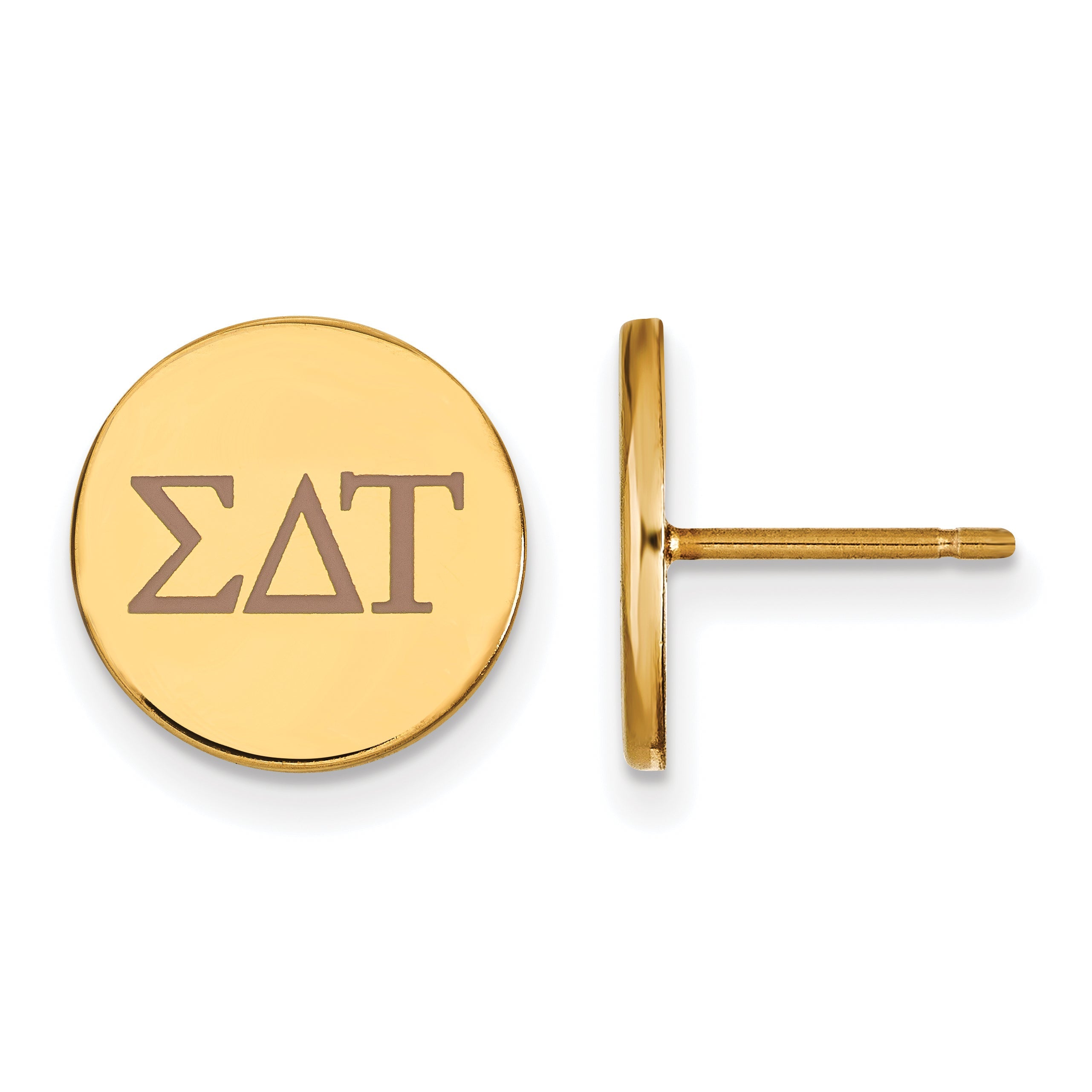 Gold Plated Sterling Silver Logoart Sigma Delta Tau Sorority Greek Letters Color Enamel Post Earrings