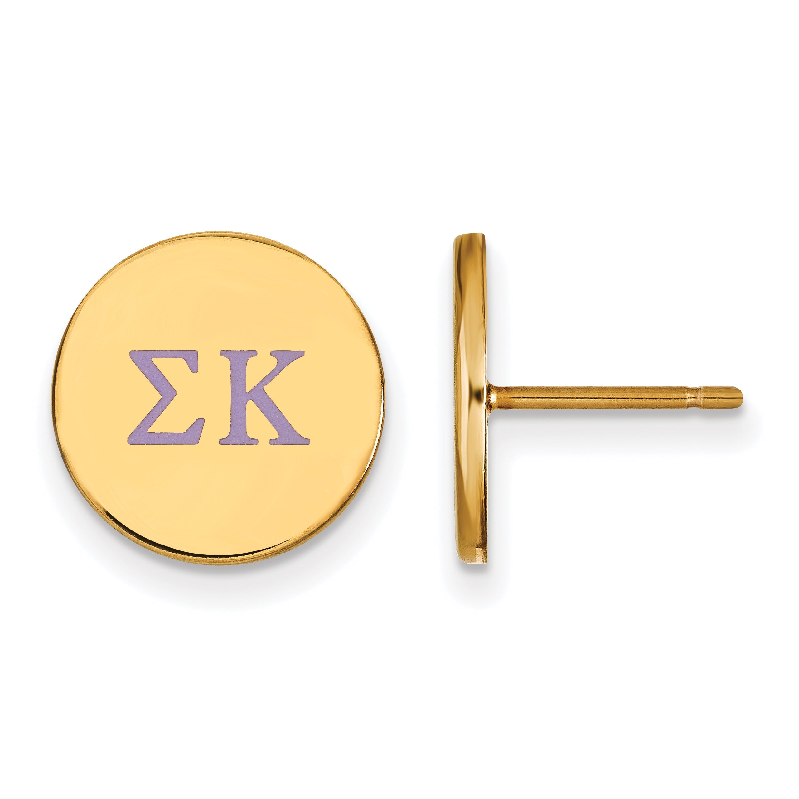 Gold Plated Sterling Silver Logoart Sigma Kappa Sorority Greek Letters Color Enamel Post Earrings
