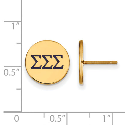 Gold Plated Sterling Silver Logoart Sigma Sorority Greek Letters Color Enamel Post Earrings