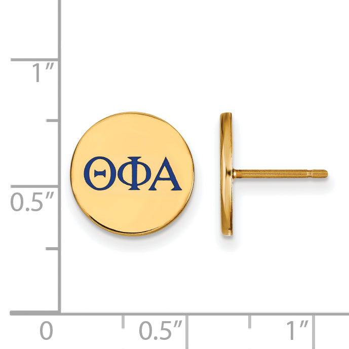 Gold Plated Sterling Silver Logoart Theta Phi Alpha Sorority Greek Letters Color Enamel Post Earrings