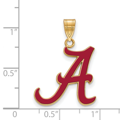Gold Plated Sterling Silver Logoart University Of Alabama Letter A Large Enameled Pendant