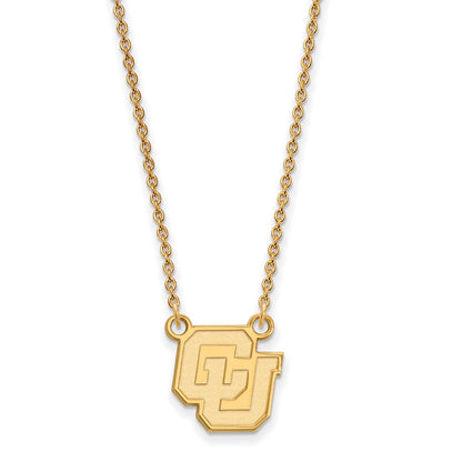 14K Yellow Gold Logoart University Of Colorado C U Small Pendant 18 Inch Necklace