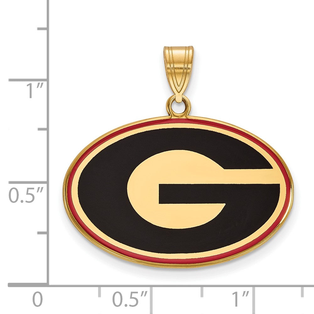 Gold Plated Sterling Silver Logoart University Of Georgia Letter G Large Enameled Pendant