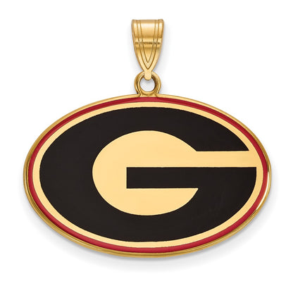 Gold Plated Sterling Silver Logoart University Of Georgia Letter G Large Enameled Pendant