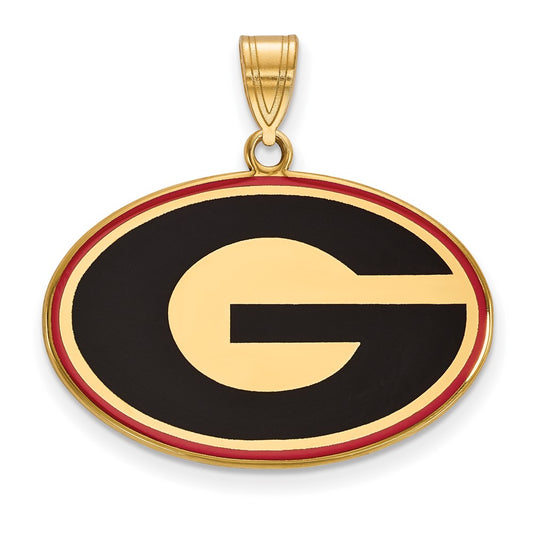 Gold Plated Sterling Silver Logoart University Of Georgia Letter G Large Enameled Pendant