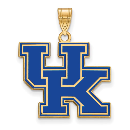 Gold Plated Sterling Silver Logoart University Of Kentucky U K Large Enameled Pendant