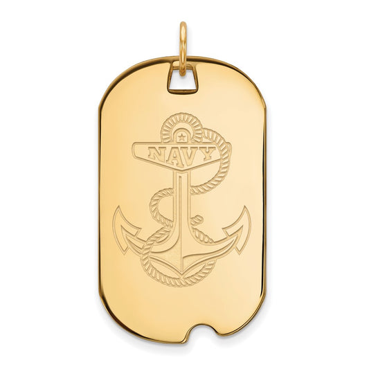 10K Yellow Gold Logoart Us Naval Academy Anchor Large Dog Tag Pendant