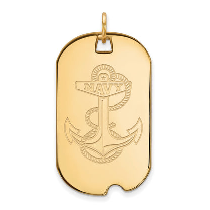 Gold Plated Sterling Silver Logoart Us Naval Academy Anchor Large Dog Tag Pendant