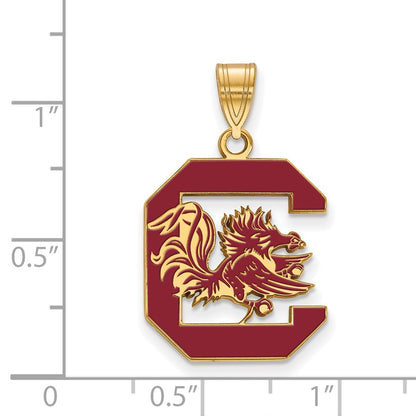 Gold Plated Sterling Silver Logoart University Of South Carolina Lg Enameled Pendant