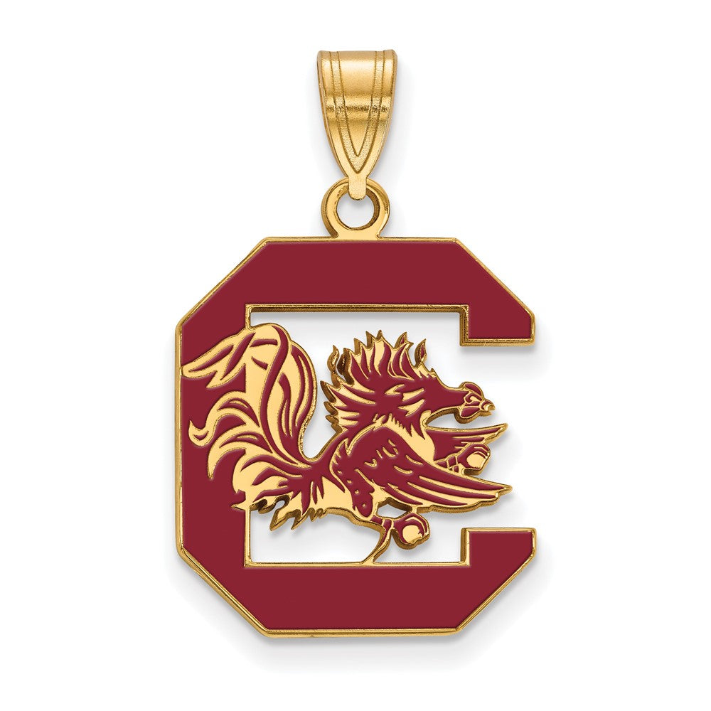Gold Plated Sterling Silver Logoart University Of South Carolina Lg Enameled Pendant