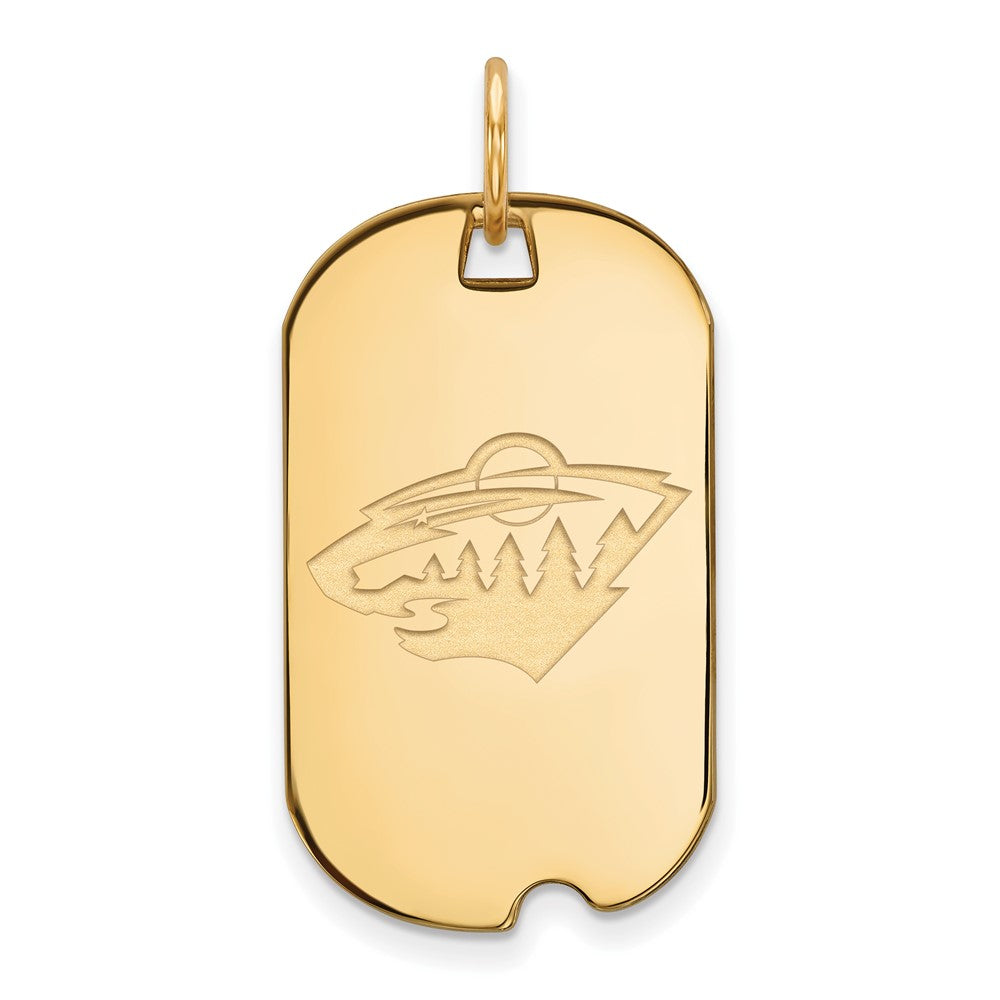 Gold Plated Sterling Silver Nhl Logoart Minnesota Wild Small Dog Tag Pendant