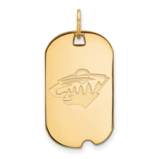 Gold Plated Sterling Silver Nhl Logoart Minnesota Wild Small Dog Tag Pendant