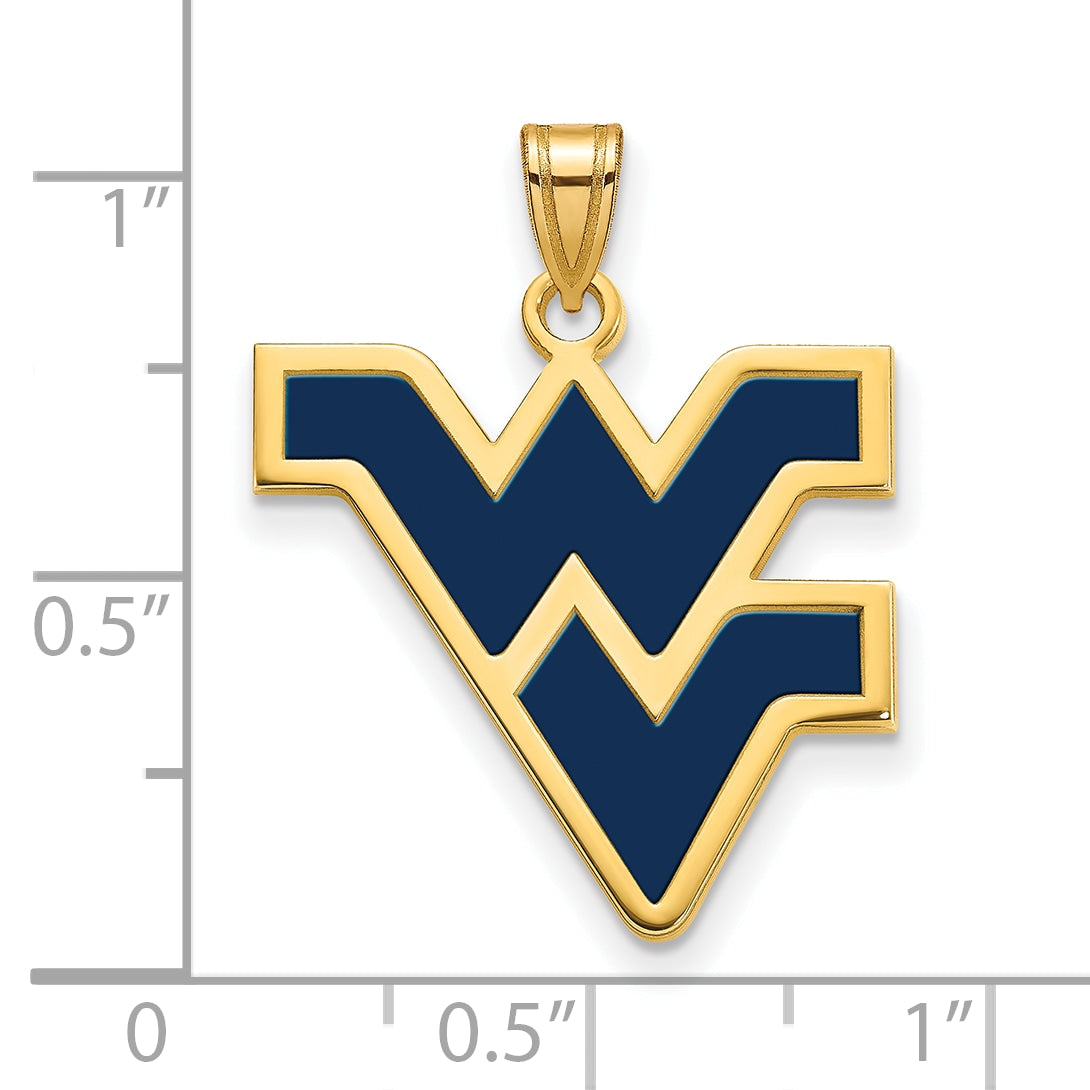 Gold Plated Sterling Silver Logoart West Virginia University W V Large Enameled Pendant