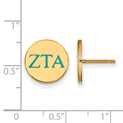 Gold Plated Sterling Silver Logoart Zeta Tau Alpha Sorority Greek Letters Color Enamel Post Earrings