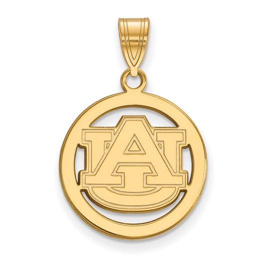 Gold Plated Sterling Silver Logoart Auburn University Medium Circle Pendant
