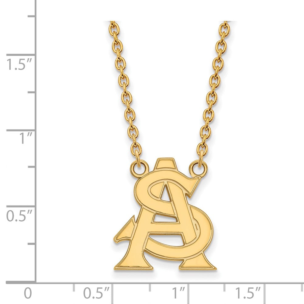 14K Yellow Gold Logoart Arizona State University A S Large Pendant 18 Inch Necklace